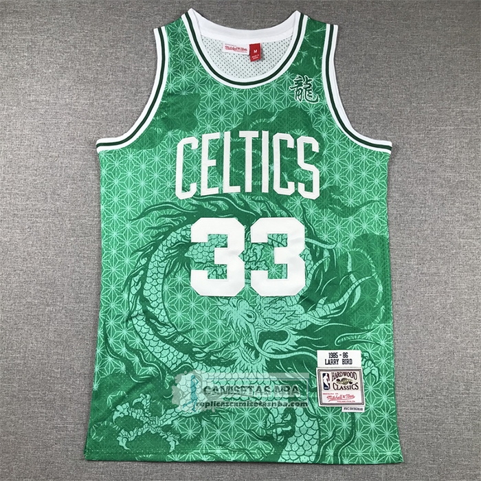 Camiseta Boston Celtics Larry Bird NO 33 Asian Heritage Throwback 1985-86 Verde